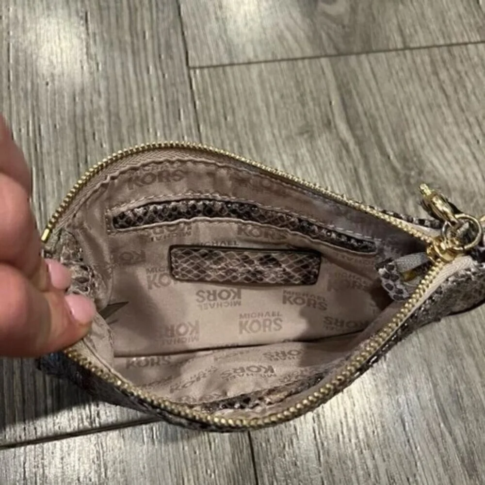 Vintage Y2K Michael Kors Snakeskin Print Wristlet with Gold Hardware